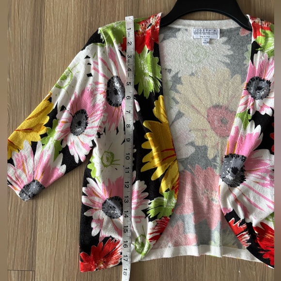 VTG Joseph A Cardigan Sweater Bolero Shrug Floral Colorful Knit Women PL Boho - Picture 5 of 10